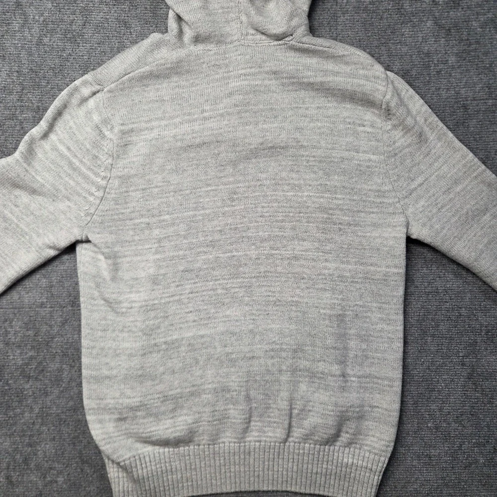 Banana Republic Mens Gray Cotton Knit Henley Hoodie Sweater Size M Pocketed